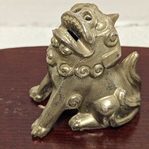 Vintage Metal Foo Dog Incense Burner. Japanese or Chinese. Asian Decor.